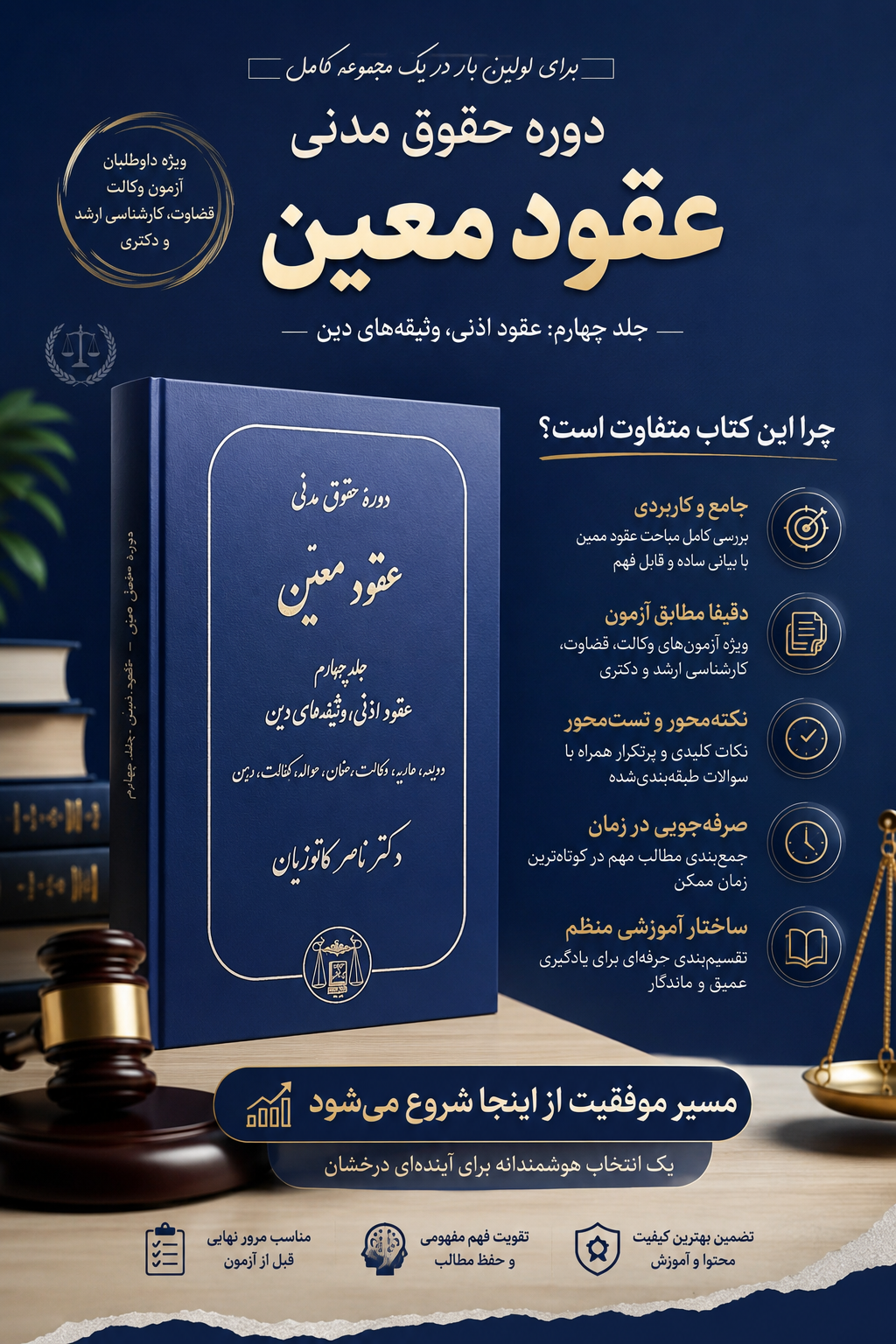 دوره حقوق مدنی عقود معین جلد چهارم (عقود اذنی،وثیقه های دین،ودیعه،عاریه،وکالت،ضمان،حواله،کفالت