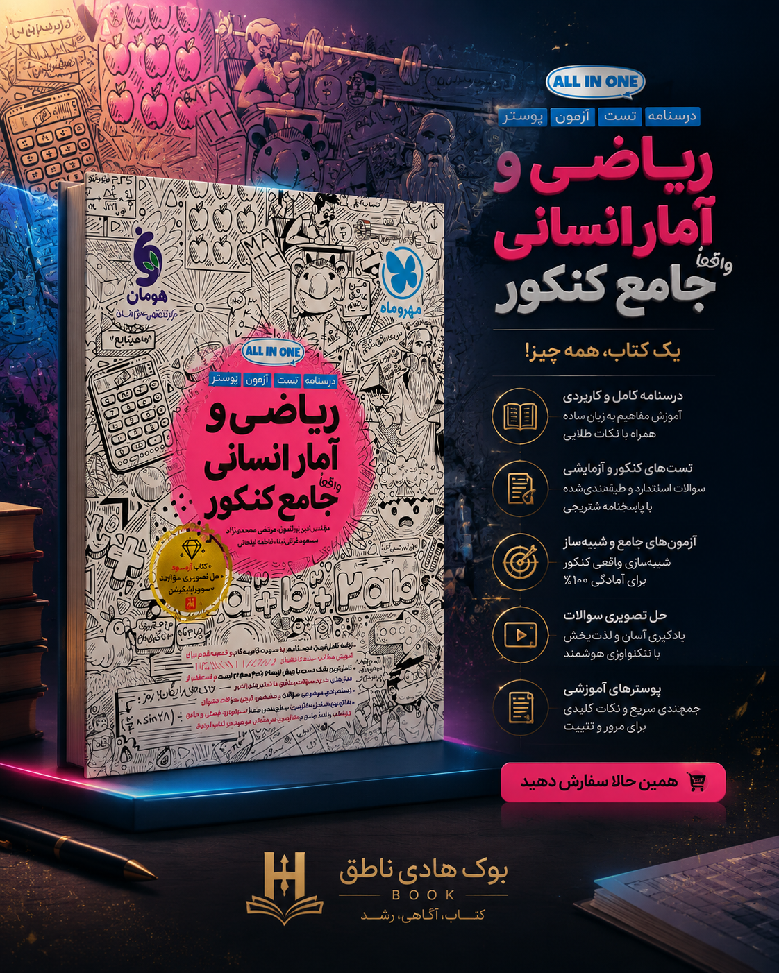 ریاضی و آمار انسانی جامع کنکور مهروماه | فاطمه ایلخانی, مسعود غزالی بینا, فرشاد ابوالقاسمی