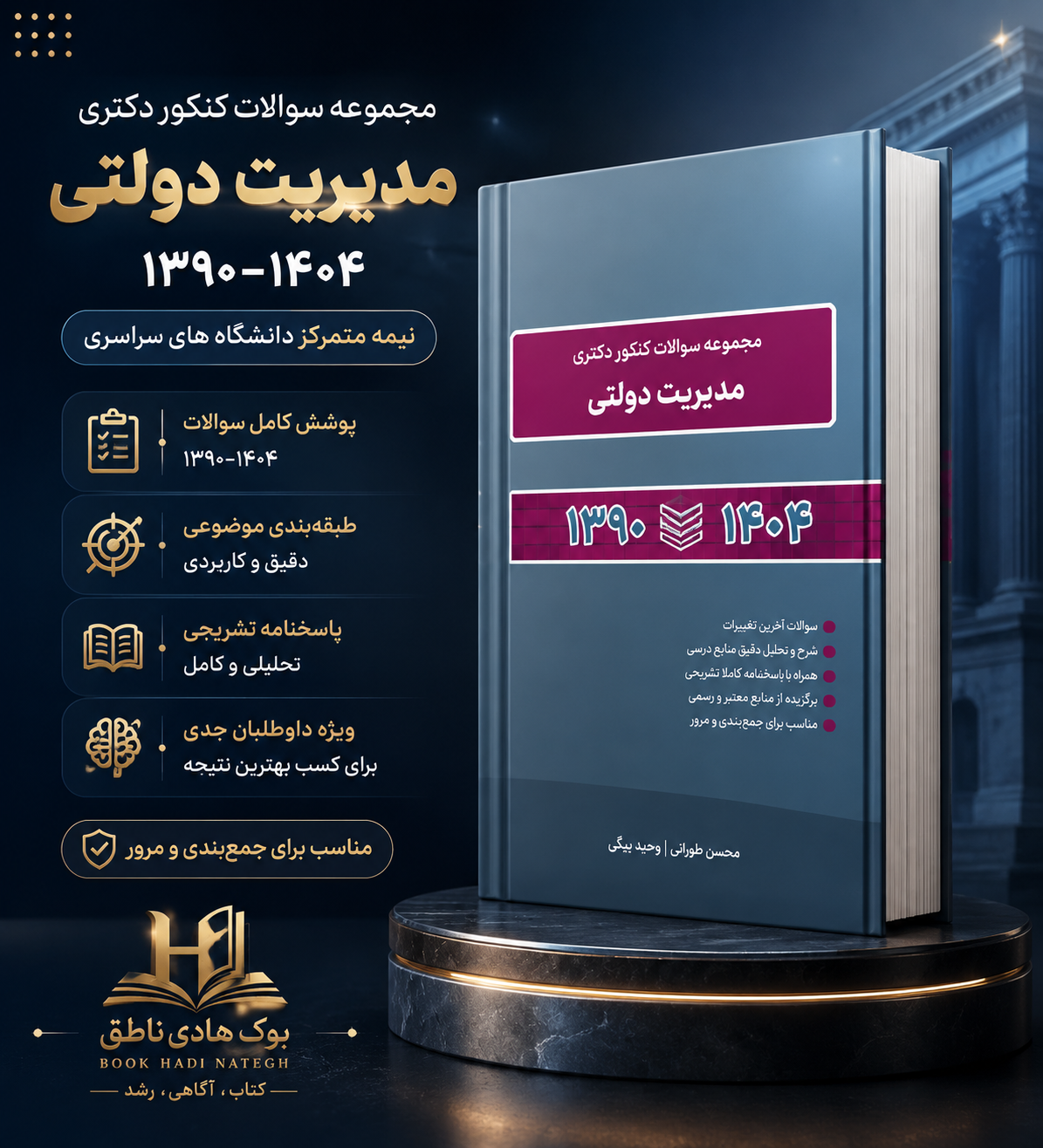 کتاب مجموعه سوالات دکتری مدیریت دولتی 1390 تا 1404 محسن طورانی